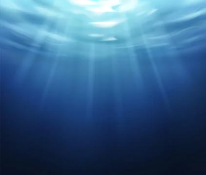 Water surface. Blue ocean underworld with sun reflection, aqua pattern texture Stock Illustration