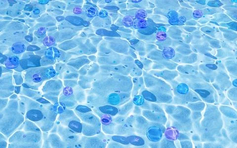 Water surface with caustic phenomenon, 3d rendering. Stock Illustration