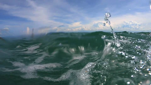 Water surface closeup in the middle of the screen Stock Footage 134297571