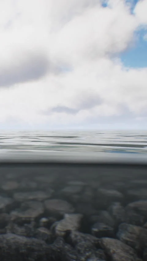 Water surface with clouds above on a clear day Video stock 347165196