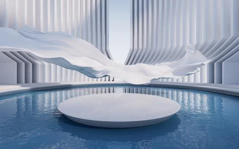 Water surface with creative geometric structure, 3d rendering. Stock Illustration
