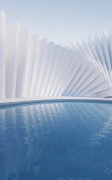 Water surface with creative geometric structure, 3d rendering. Stock Illustration