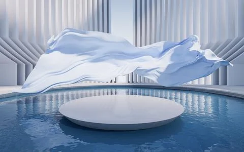 Water surface with creative geometric structure, 3d rendering. Stock Illustration