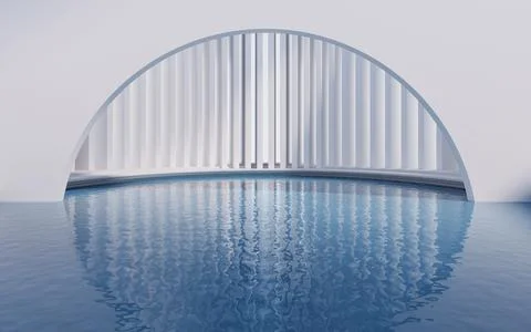 Water surface with creative geometric structure, 3d rendering. Ilustración de archivo