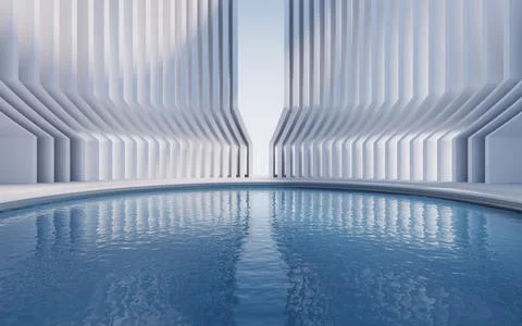 Water surface with creative geometric structure, 3d rendering. Stock Illustration