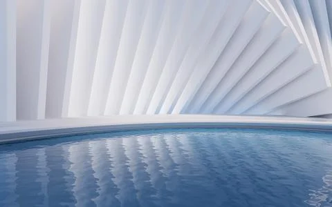 Water surface with creative geometric structure, 3d rendering. Stock Illustration