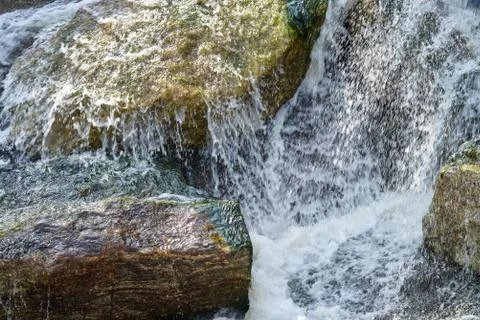 Water surface flow, close up of waterfall Stock Photos