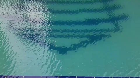 Water surface flowing and reflection in blue swimming pool. Video stock 274934056