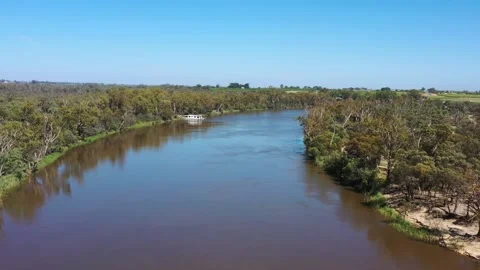 From water surface of flowing Murray river up to high mid-air flying as 4k. Stock Footage 169332592