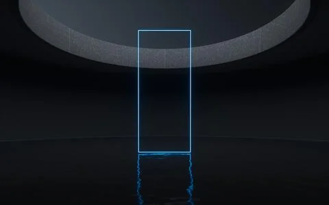 Water surface with glowing lights, 3d rendering. Stock Illustration