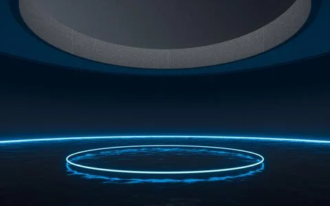 Water surface with glowing lights, 3d rendering. Illustrazione stock