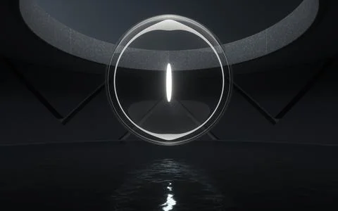 Water surface with glowing lights, 3d rendering. Stock Illustration