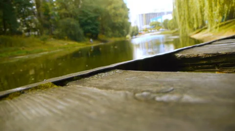 The water surface of the lake (pond) in the city park Stock Footage