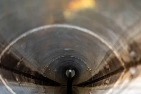 Water surface level view from inside a concrete culvert Stock Photos