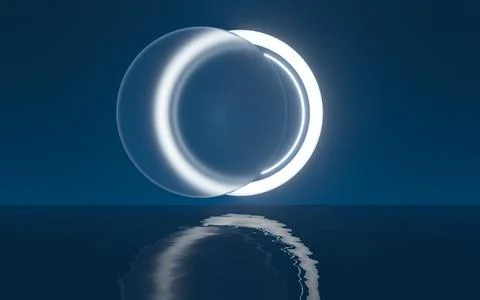 Water surface with light illuminated, 3d rendering. Stock Illustration