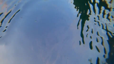 Water surface reflecting blue sky and clouds Video stock 308864369