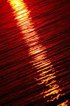 Water surface reflecting the light of the setting sun Stock Photos