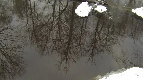 Water surface reflection in wintertime Stock Footage 46234909