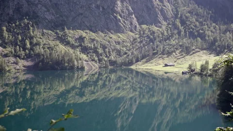 Water surface reflections on mountain lake Obersee in Bavarian Alps Stock Footage 150414327