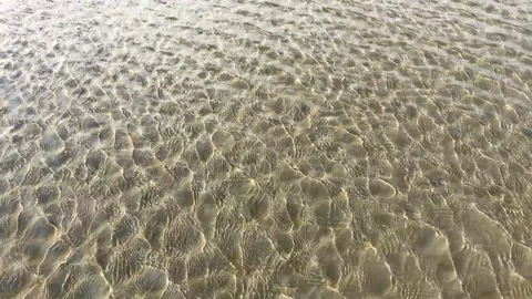 Water surface in ripples and waves along a beach shore Stock Footage 97823529