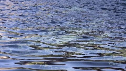 Water surface ripples with reflections as droplets fall Stock Footage 337242202