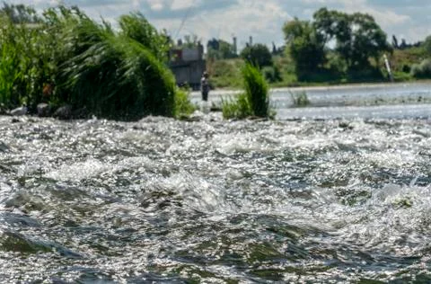 The water surface of the river on the rapids Stock Photos