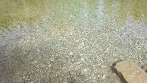 Water surface in a shallow river, top view, slow motion, background Stock Footage 316683992