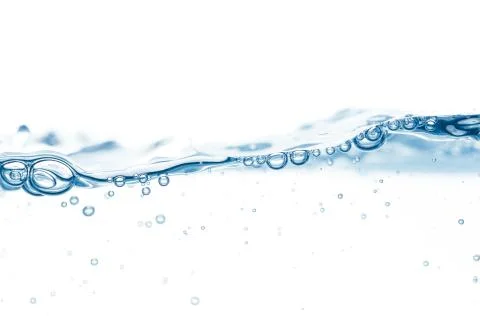 Water surface with single wave and a few bubbles Stock Photos