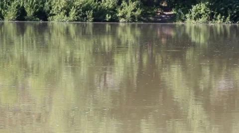 Water surface in a small reservoir. Smooth waves. Stock Footage 62796236