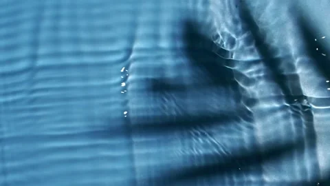 Water surface splash, ripples, waves texture with palm tree leaf shadow top view Stock Footage 165716161