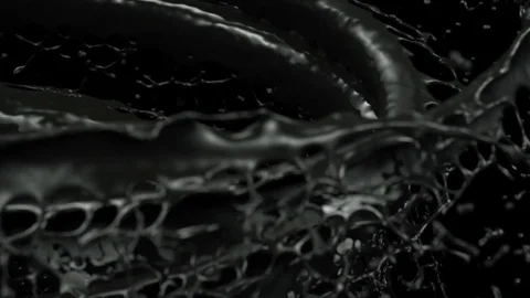 Water surface splash in slow motion on a black background render 3D Stock-Footage 73354786