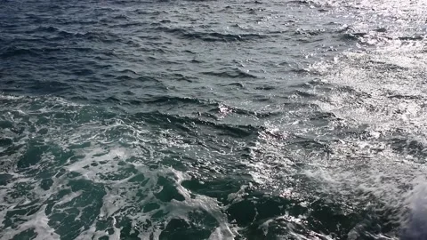 Water surface with splashing waves at sea. Slow motion video Stock Footage 195942515