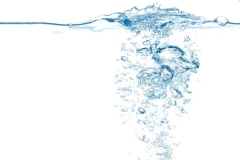 Water surface with stream of bubbles emerging Stock Photos