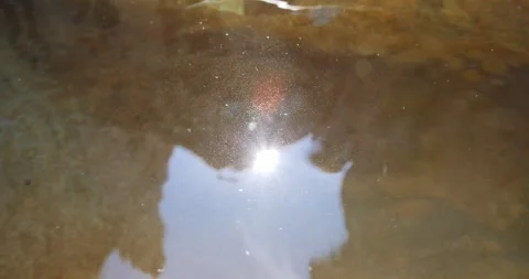 Water surface sunlight reflection glittering or sparkling in a fountain Vidéo 314782596