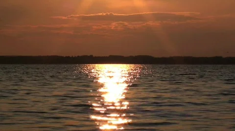 Water Surface in the Sunset Stock Footage 752593