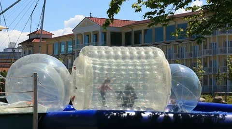 Water-Surface Walking Ball at the Baltic Sea Resort Kuehlungsborn Stock Footage 11138163