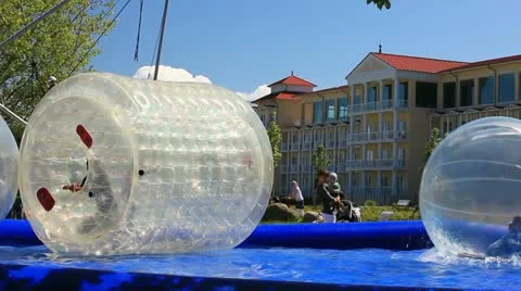 Water-Surface Walking Ball at the Baltic Sea Resort Kuehlungsborn Stock Footage 11138174
