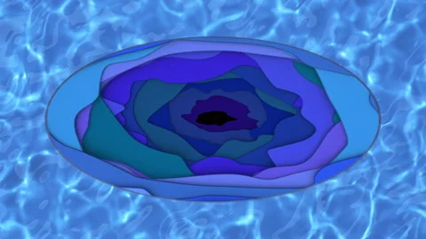 Water surface with wave shapes of deep blue sea with abstract paper cut style Stock Footage 106240717