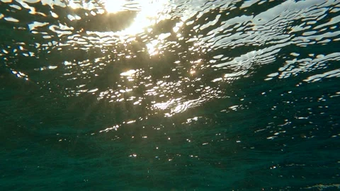 Water surface with waves on the sunset (Underwater shot). Natural background  Stock Footage 156337413