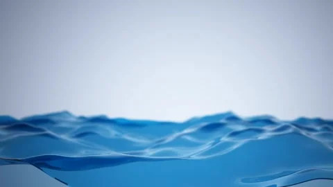 Water Surface Waving Close-up, Pure Blue Water Flowing in Slow Motion Looped 3d Stock Footage 242013277