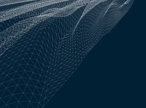 Water Surface. Wavy Grid Vector Background Stock Illustration