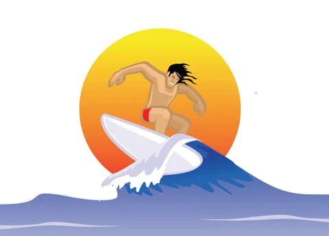 Water surfing Stock Illustration
