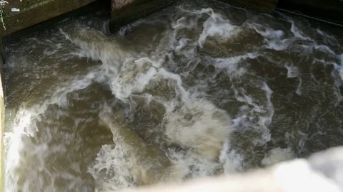 Water surging into canal lock Video stock 79405740