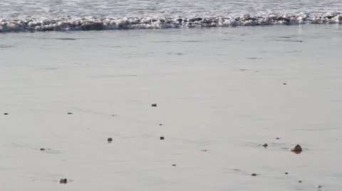 Water is Surging on a Sandy Beach Stock Footage 67528511