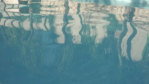 The water sways in the blue pool at sunset HLG3, BT.2020 Video stock 231174973
