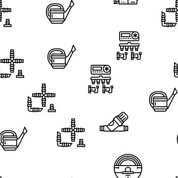 Water system irrigation sprinker vector seamless pattern Illustrazione stock