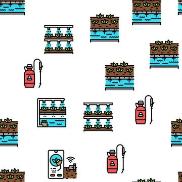 Water system irrigation sprinker vector seamless pattern Stock Illustration