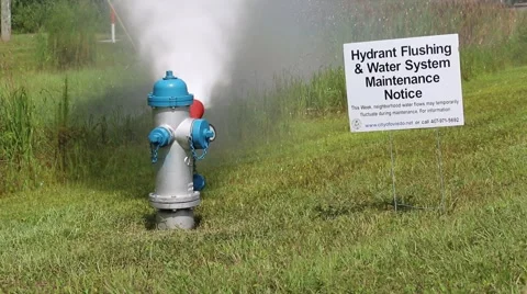 Water System Maintenance Sign with Flushing Fire Hydrant Video stock 52888653