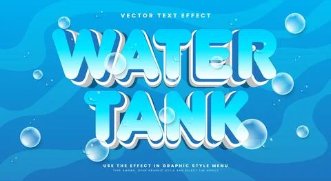 Water tank 3D editable text effect Stock Illustration
