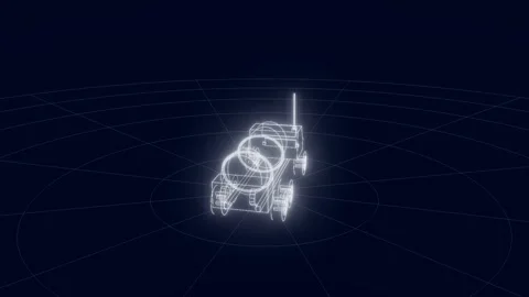 Water tanker blueprint wireframe technical drawing turntable 3D animation Stock Footage 342241814